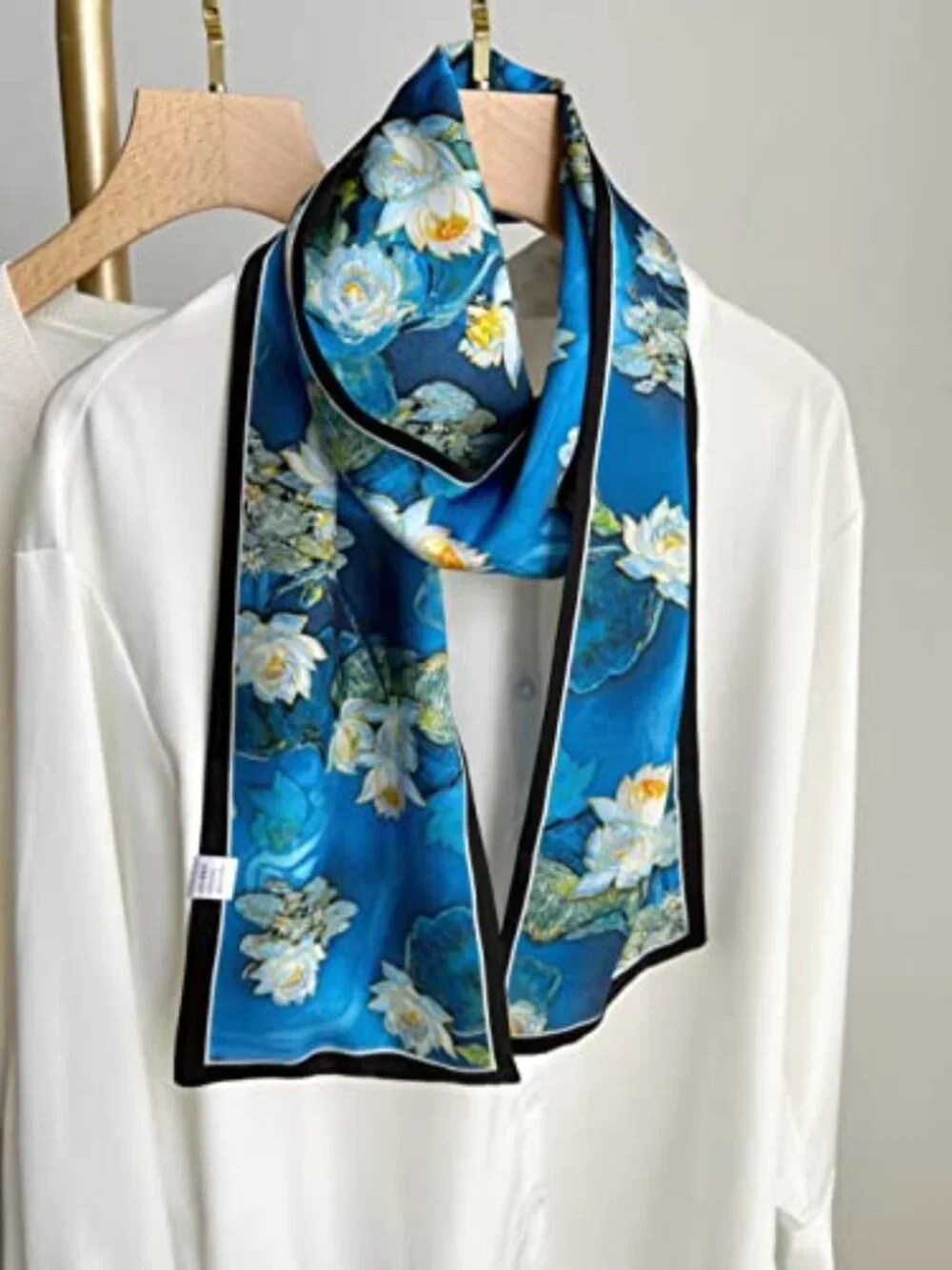 100% Mulberry Silk Scarf, Long Oblong Shawl for Women, Headwrap Neck Scarf